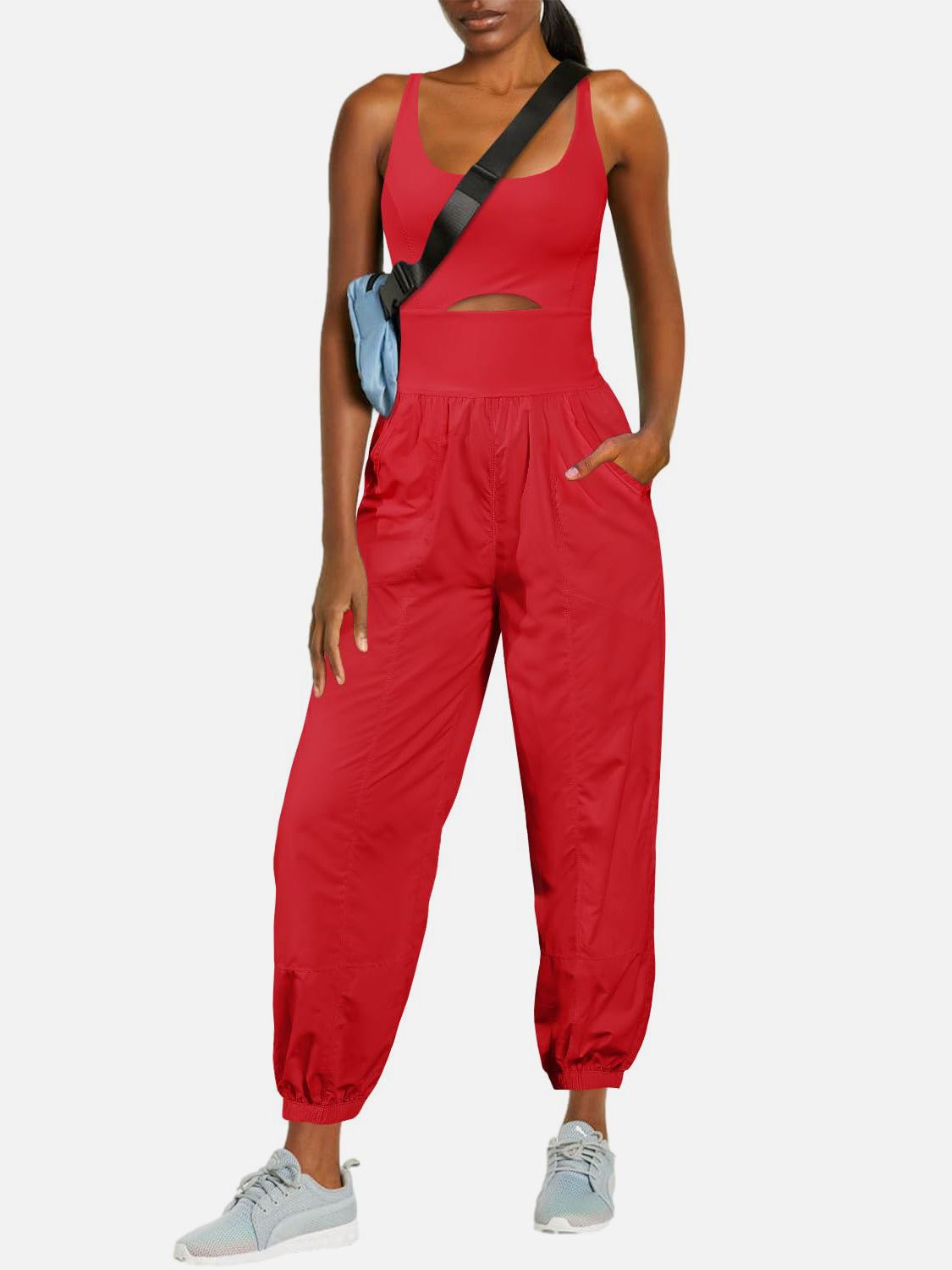 Sunset Vacation Cutout Scoop Neck Wide Strap Jumpsuit Sunset and Swim   