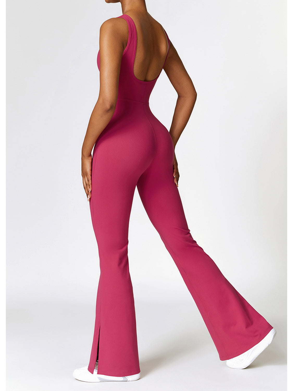 Sunset and Swim  Wide Strap Bootcut Slit Active Jumpsuit Sunset and Swim   