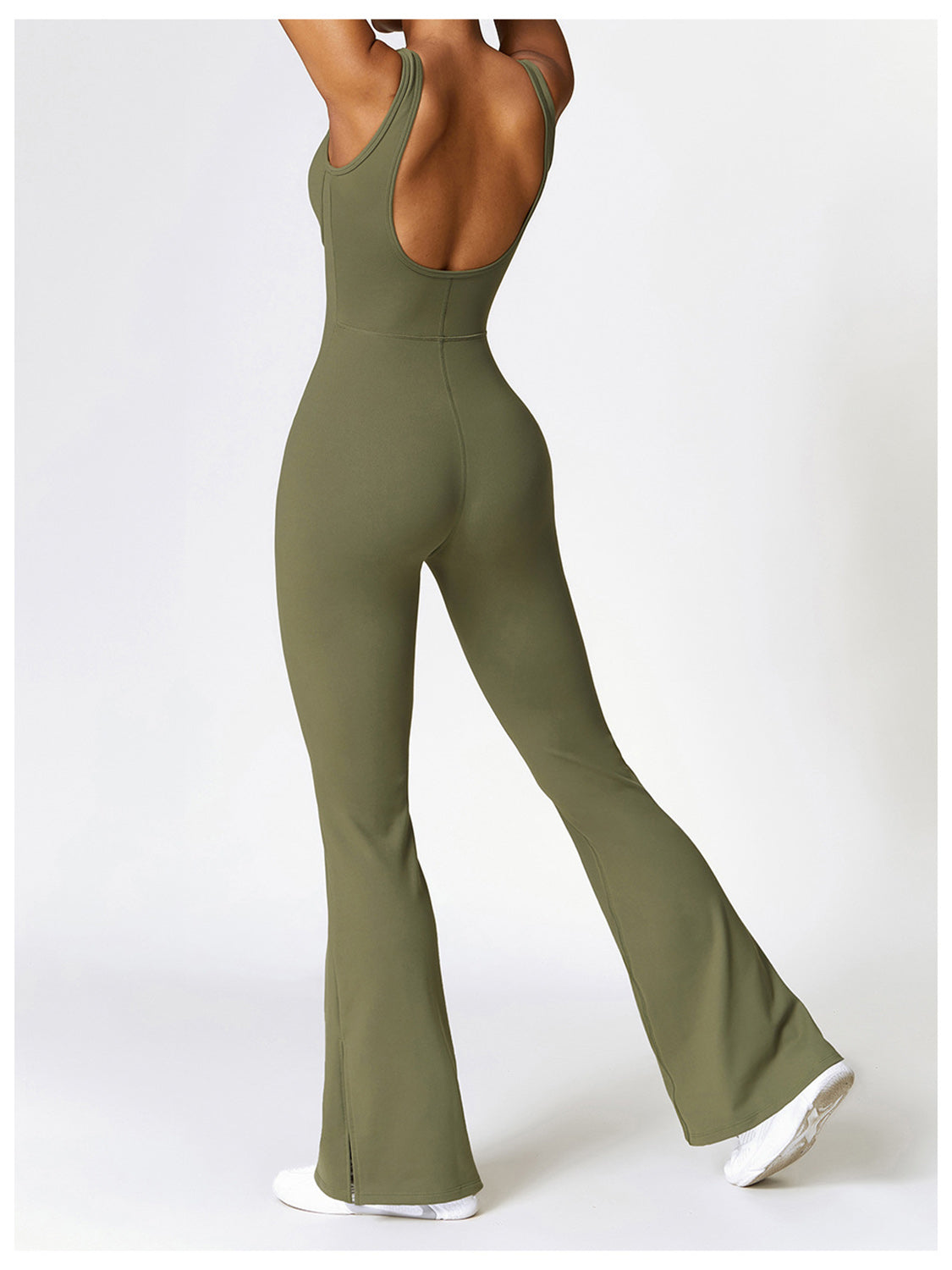 Sunset and Swim  Wide Strap Bootcut Slit Active Jumpsuit Sunset and Swim   