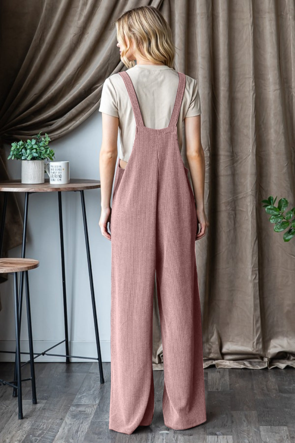 Heimish Full Size Ribbed Front Pocket Sleeveless Jumpsuit Sunset and Swim   