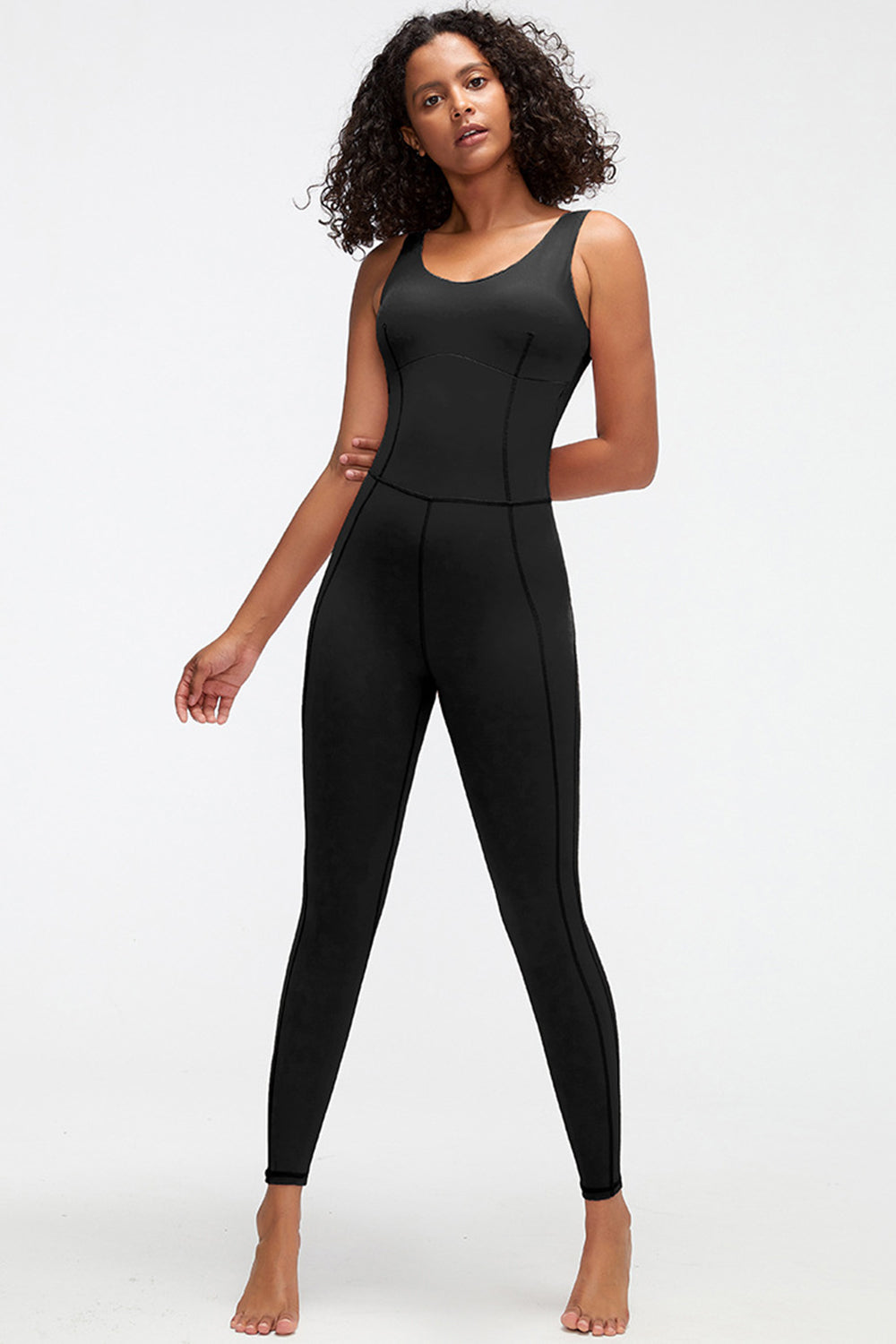 Crisscross Wide Strap Active Jumpsuit Sunset and Swim Black S 