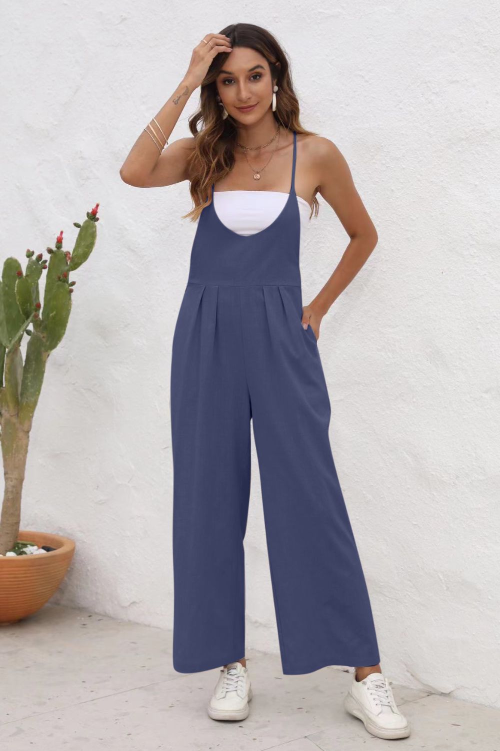 Sunset and Swim  Tie Back Sleeveless Wide Leg Jumpsuit Sunset and Swim   