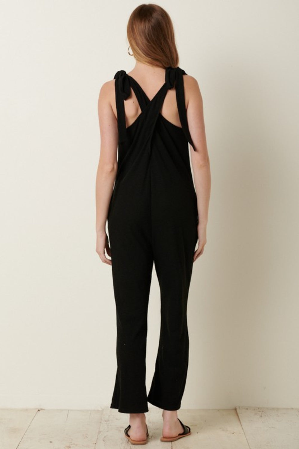 Sunset and Swim  Mittoshop Rib Knit V-Neck Cross Back Jumpsuit Sunset and Swim   