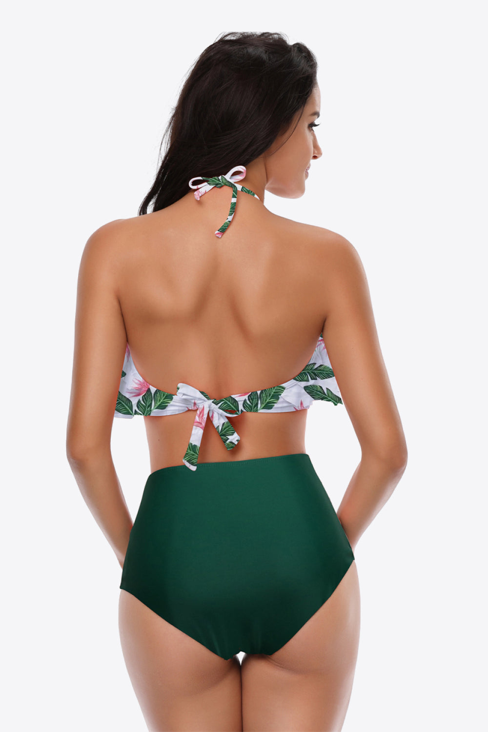 Two-Tone Ruffled Halter Neck Two-Piece Swimsuit  Sunset and Swim   