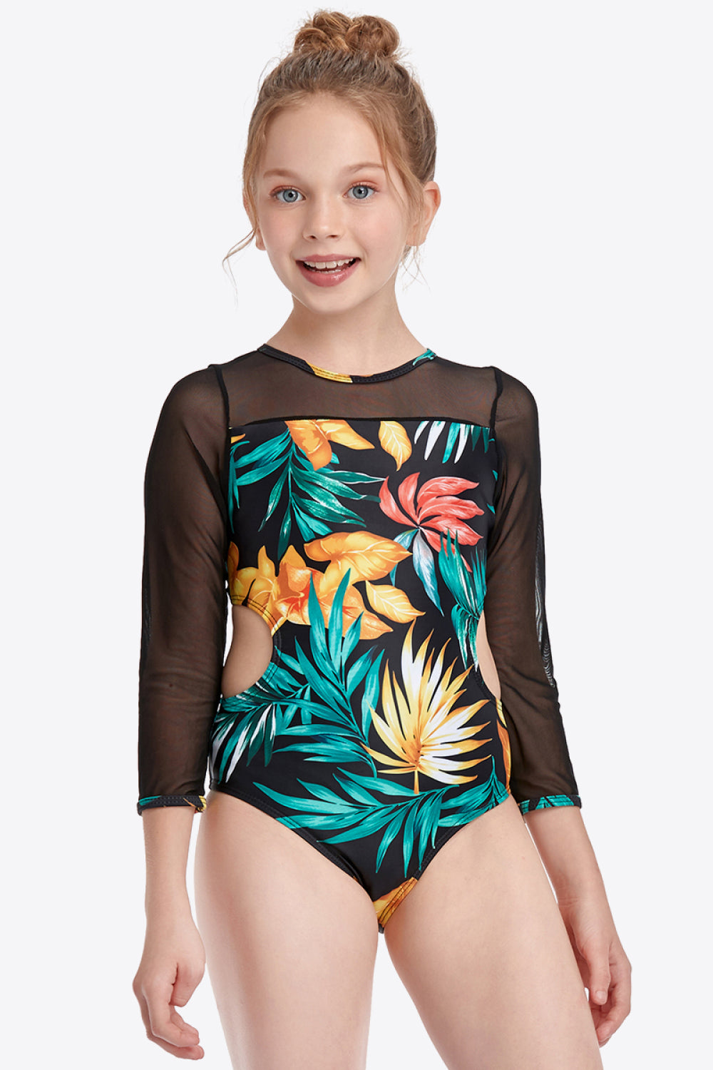 Sunset Vacation  Printed Round Neck Cutout One-Piece Swimsuit I Kids Swimwear Sunset and Swim Tangerine 4T 