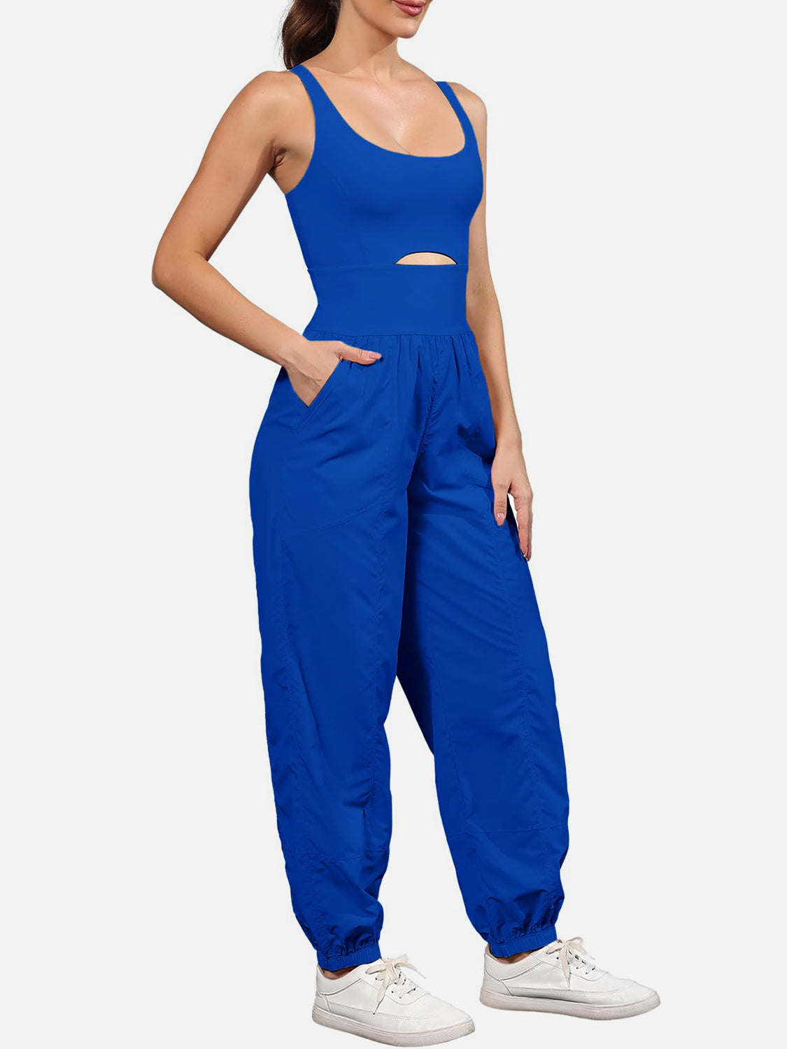 Sunset Vacation Cutout Scoop Neck Wide Strap Jumpsuit Sunset and Swim   