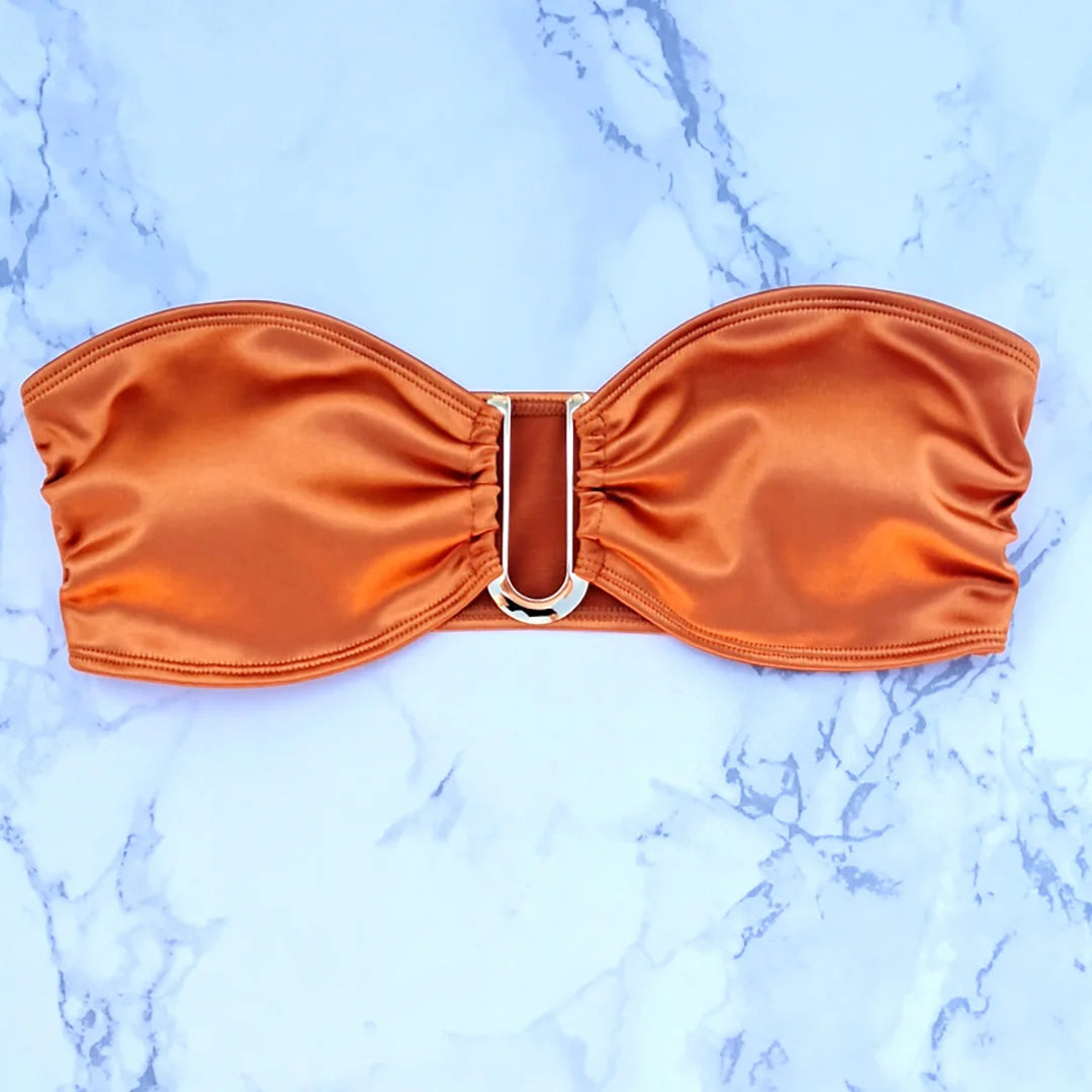 Sunset and Swim Glossy Bandeau Strapless Bikini  Sunset and Swim   