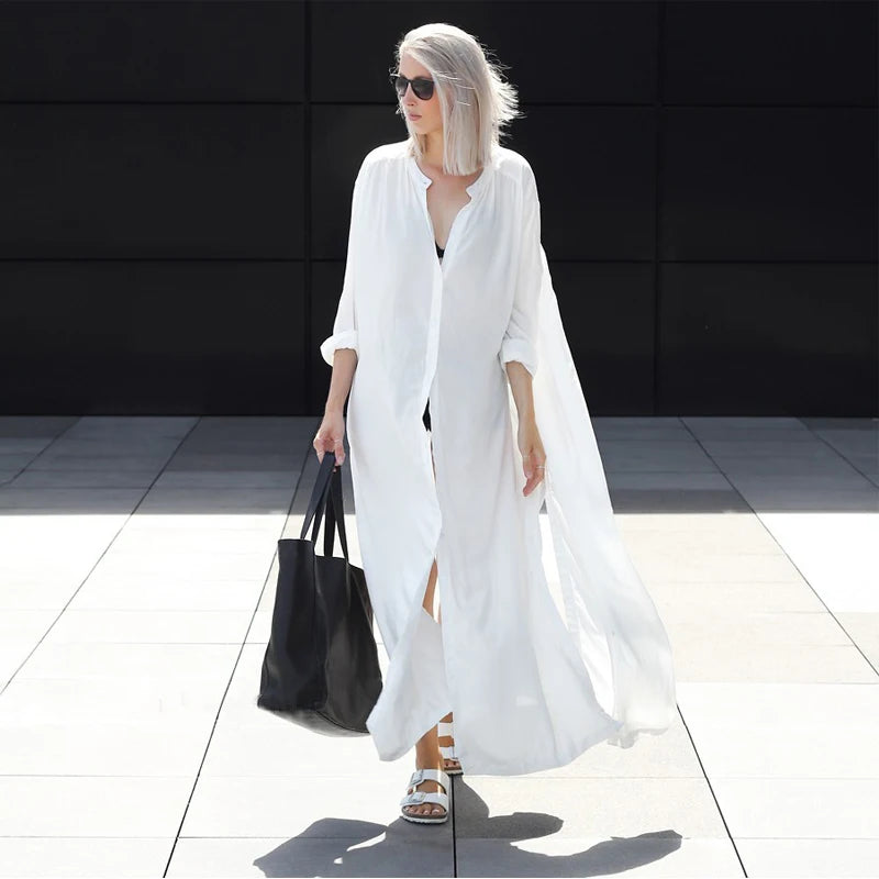 Effortless Elegance Maxi Kaftan Cover Up Shirt Sunset and Swim   