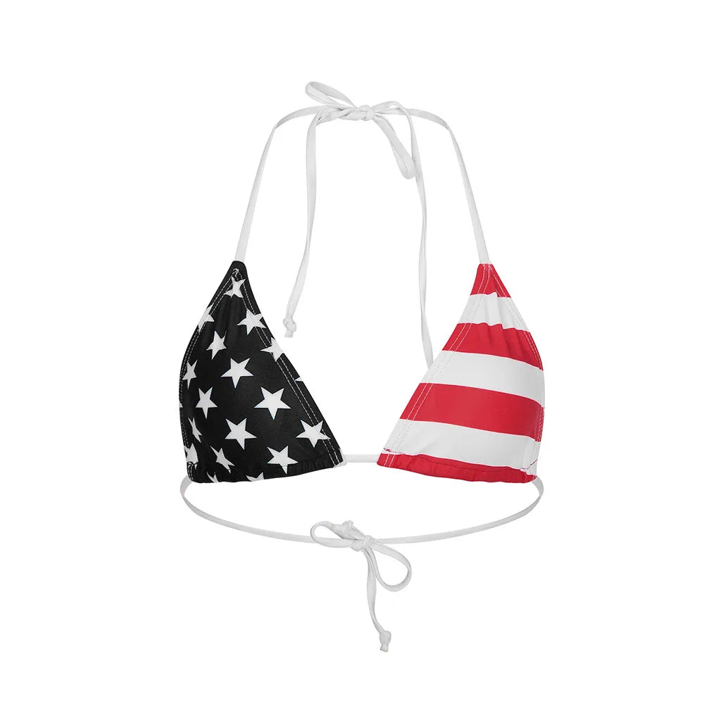 Stunning American Flag Bikini Top Sunset and Swim   