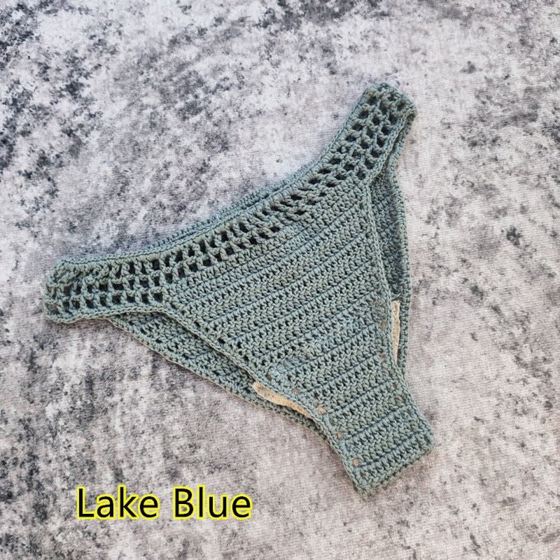 Boho Handmade Crochet Bikini Bottoms  Sunset and Swim Lake Blue S 