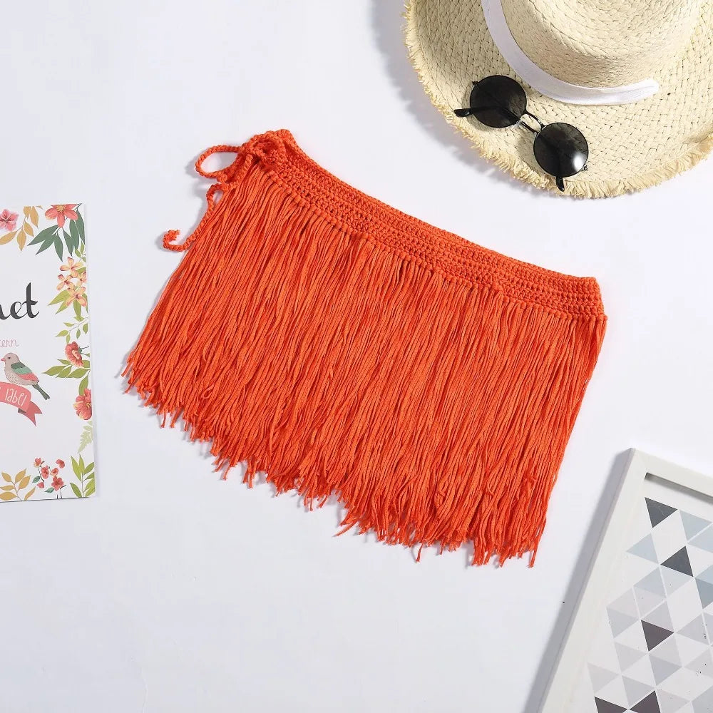 Sunset Luxe Tassel Mini Beach Cover Up Skirt Sunset and Swim