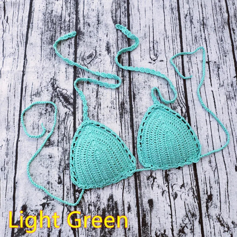 Ocean Breeze Triangle Crochet Bikini Top Sunset and Swim Light Green 1 S