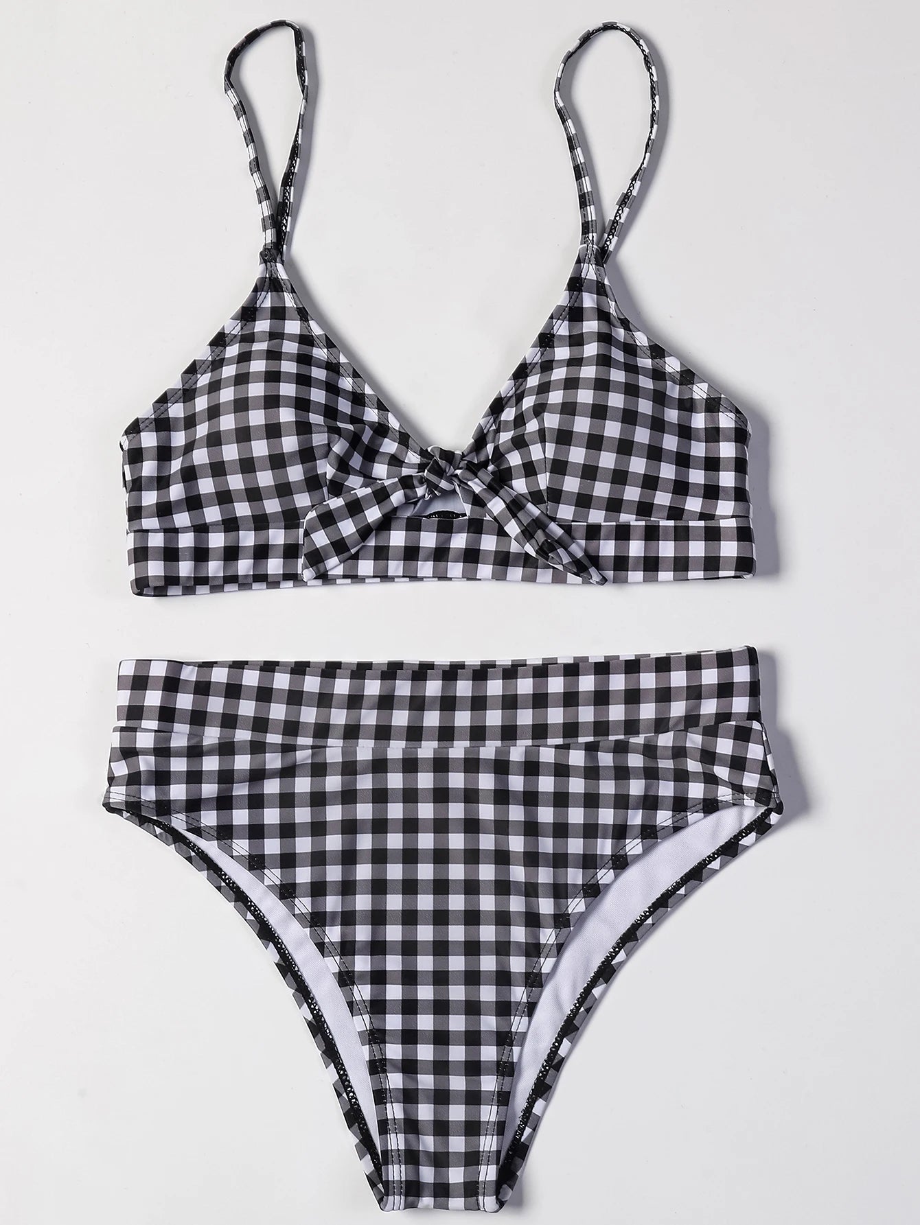 Irresistibly Chic Plaid Bow Bikini Sunset and Swim