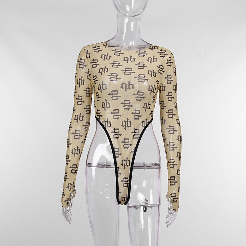 Femme Fatale Long Sleeve Extreme High Cut Thong Bodysuit – Sunset