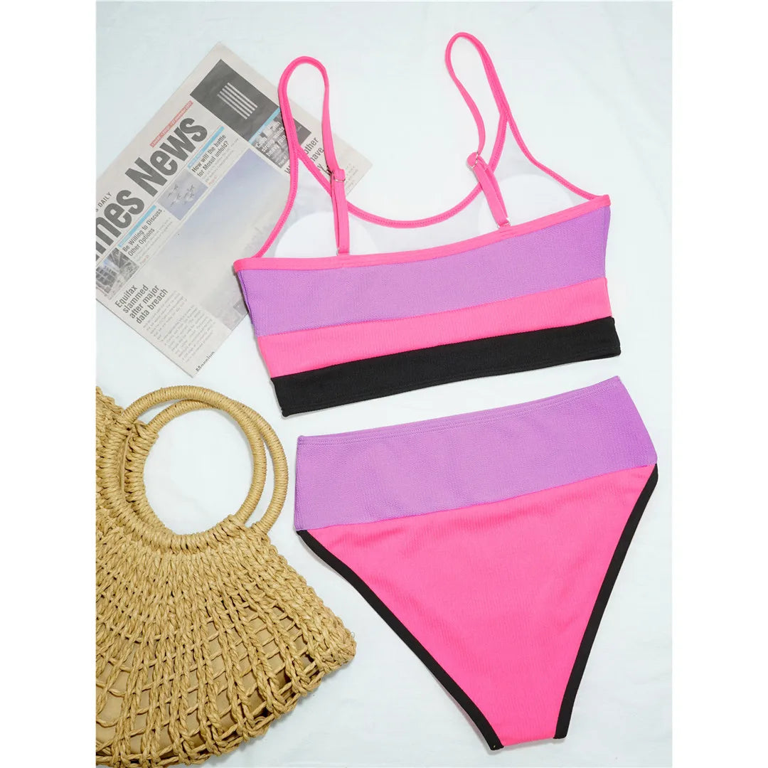 Seaside Serenity Colorblock Bikini  Sunset and Swim   
