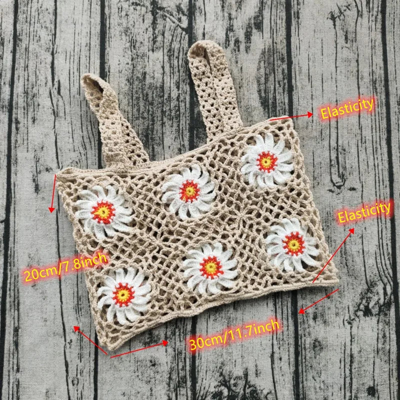 Sunflower Stunner Handmade Boho Crochet Shorts Set Sunset and Swim   