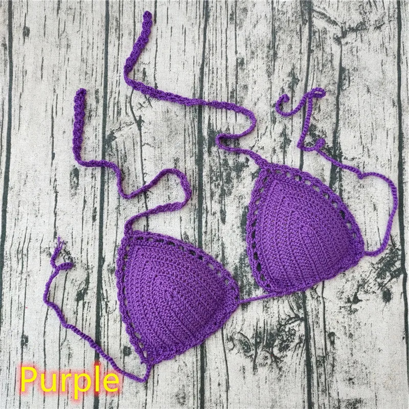 Ocean Breeze Triangle Crochet Bikini Top Sunset and Swim Purple 1 S