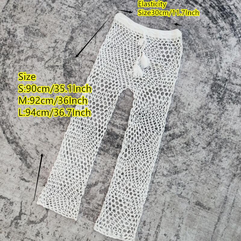 Sultry Sands 3-Piece Crochet Beach Pants Cover Up Bikini Set
