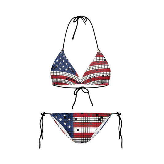 Futuristic Triangle USA Bikini  Sunset and Swim Red/White/Blue M 