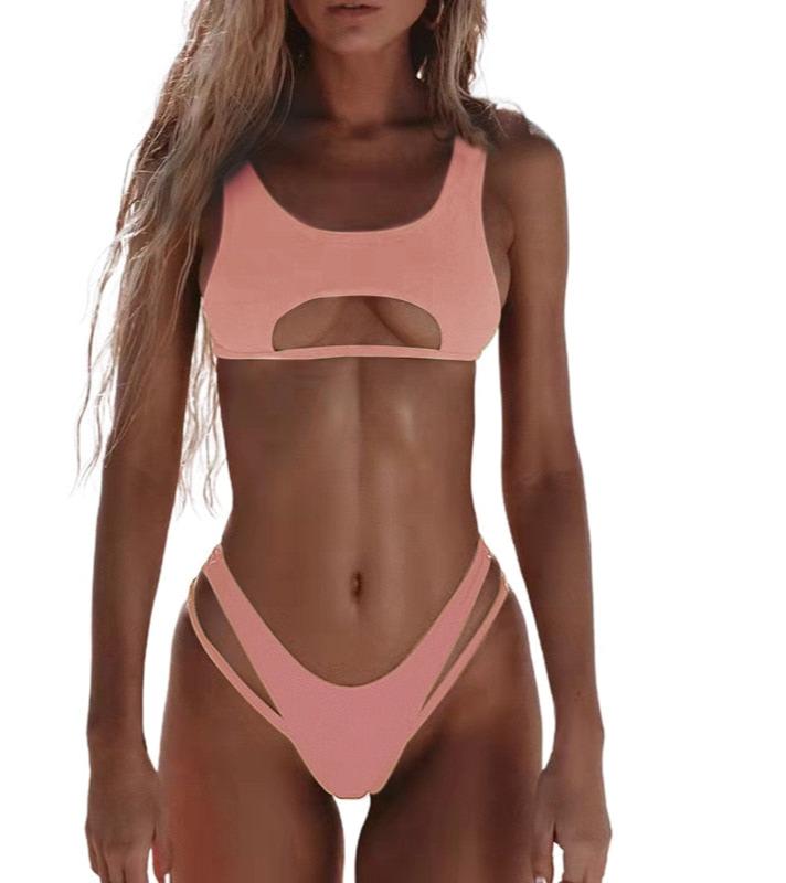 Endless Summer Cut Out Underboob Bikini Sunset and Swim Light Pink S 