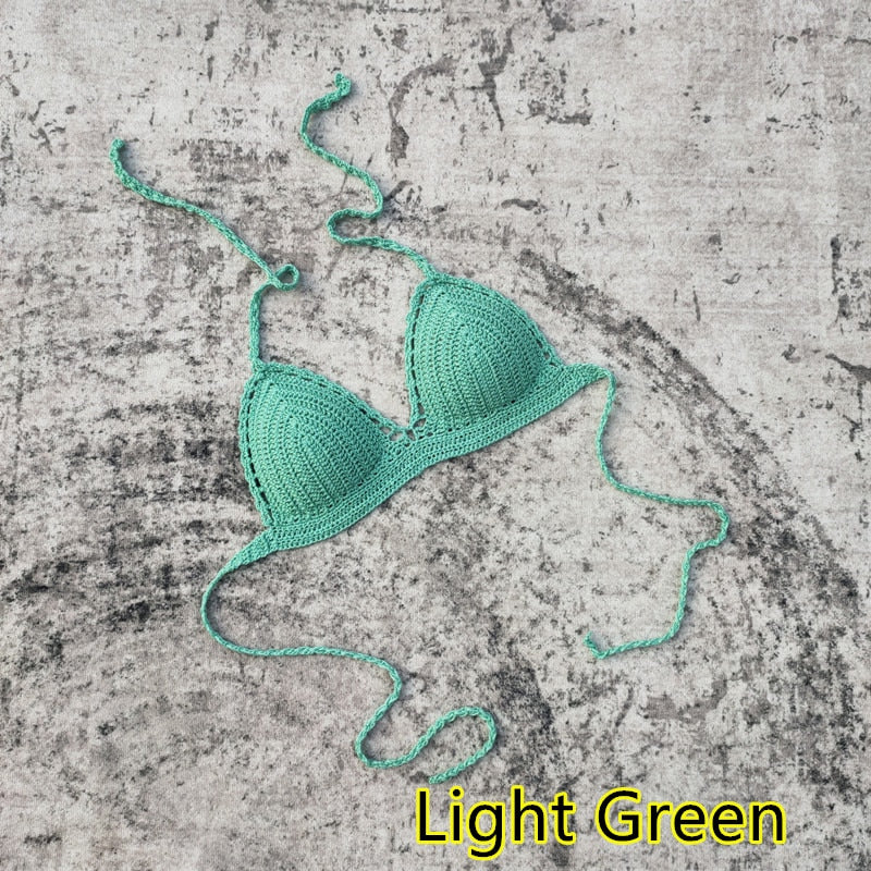 Island Dream Boho Bikini Halter Top 0 Sunset and Swim Light Green S 