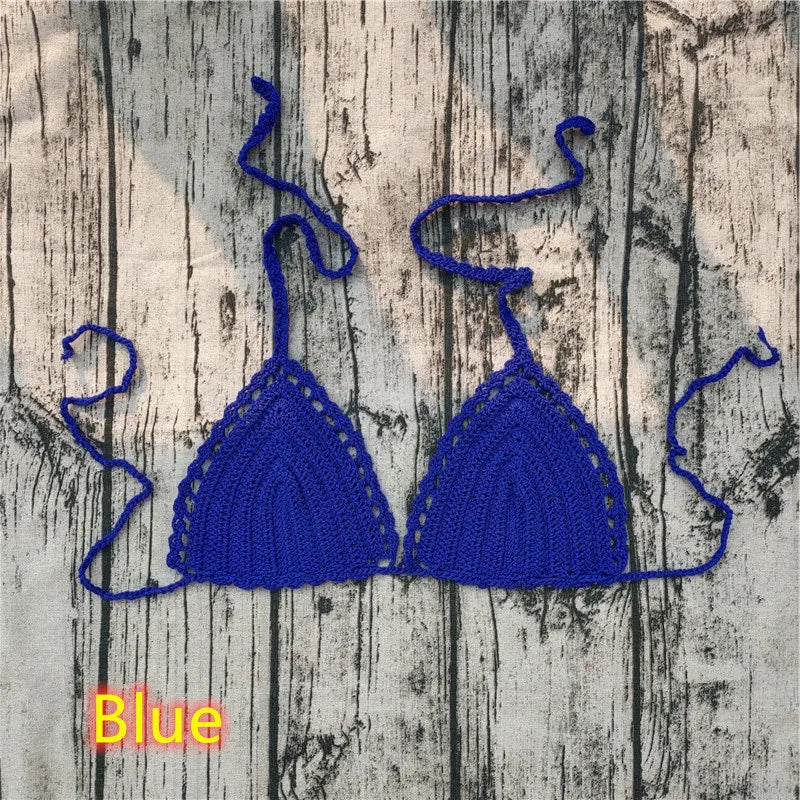 Ocean Breeze Triangle Crochet Bikini Top Sunset and Swim Blue S