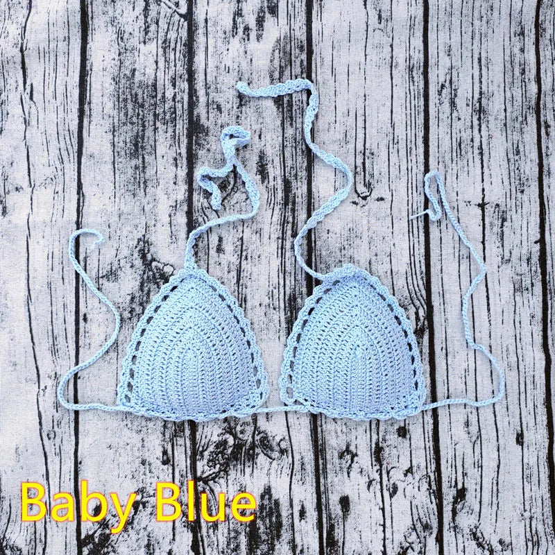 Ocean Breeze Triangle Crochet Bikini Top Sunset and Swim Baby Blue 1 S