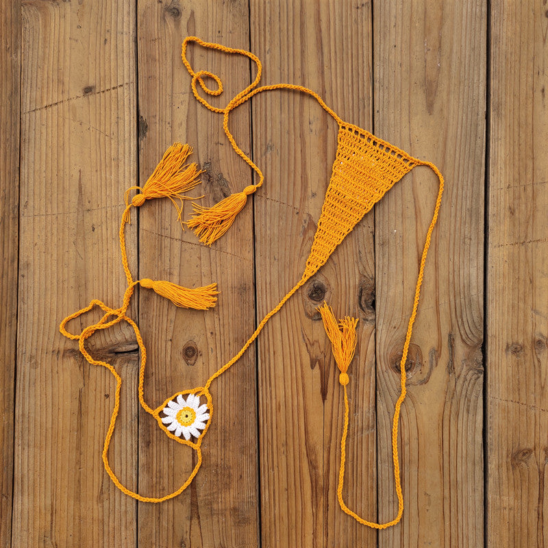 Sweet Sunflower Crochet Micro Thong String Bikini Bottom  Sunset and Swim   