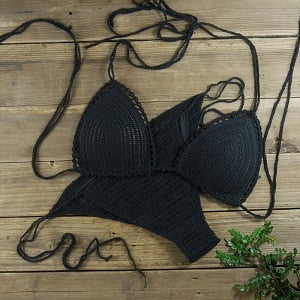 Handmade Sun-Kissed Crochet Boho Bikini  Sunset and Swim Black S 
