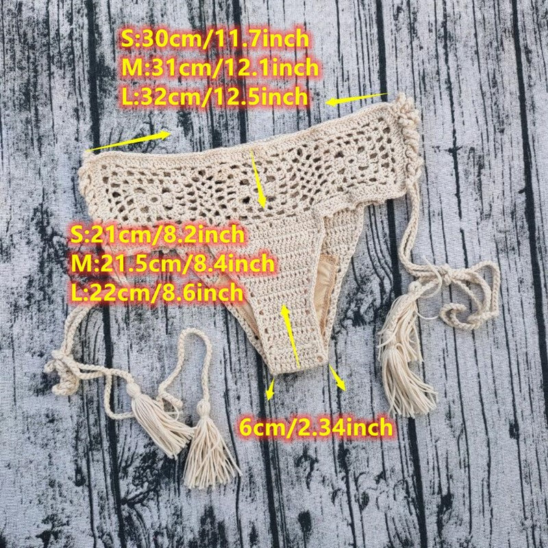 15 Color Women Openwork Mediterranean Grid Crochet Shorts Bikini Bottom Tassel Casual Beach Bandage Hot Pants Sunset and Swim   