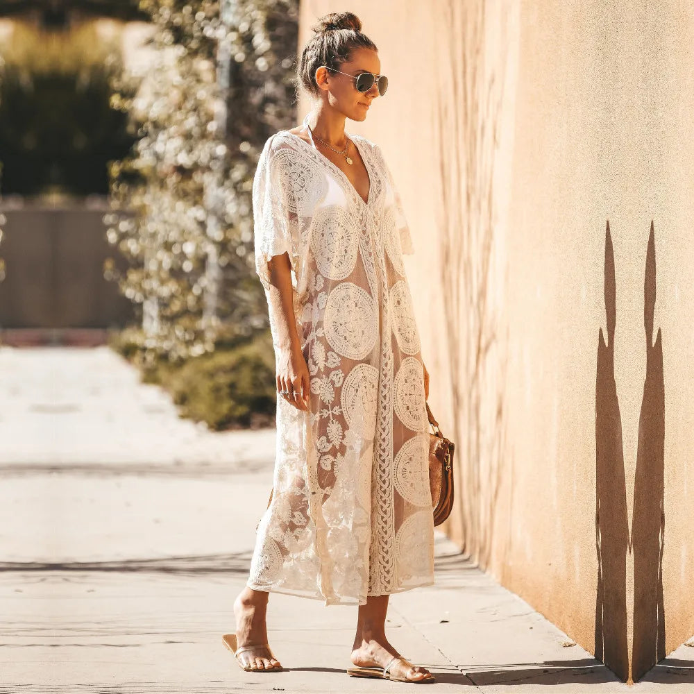 Savannah Lace Kaftan Beach Cover Up Sunset and Swim