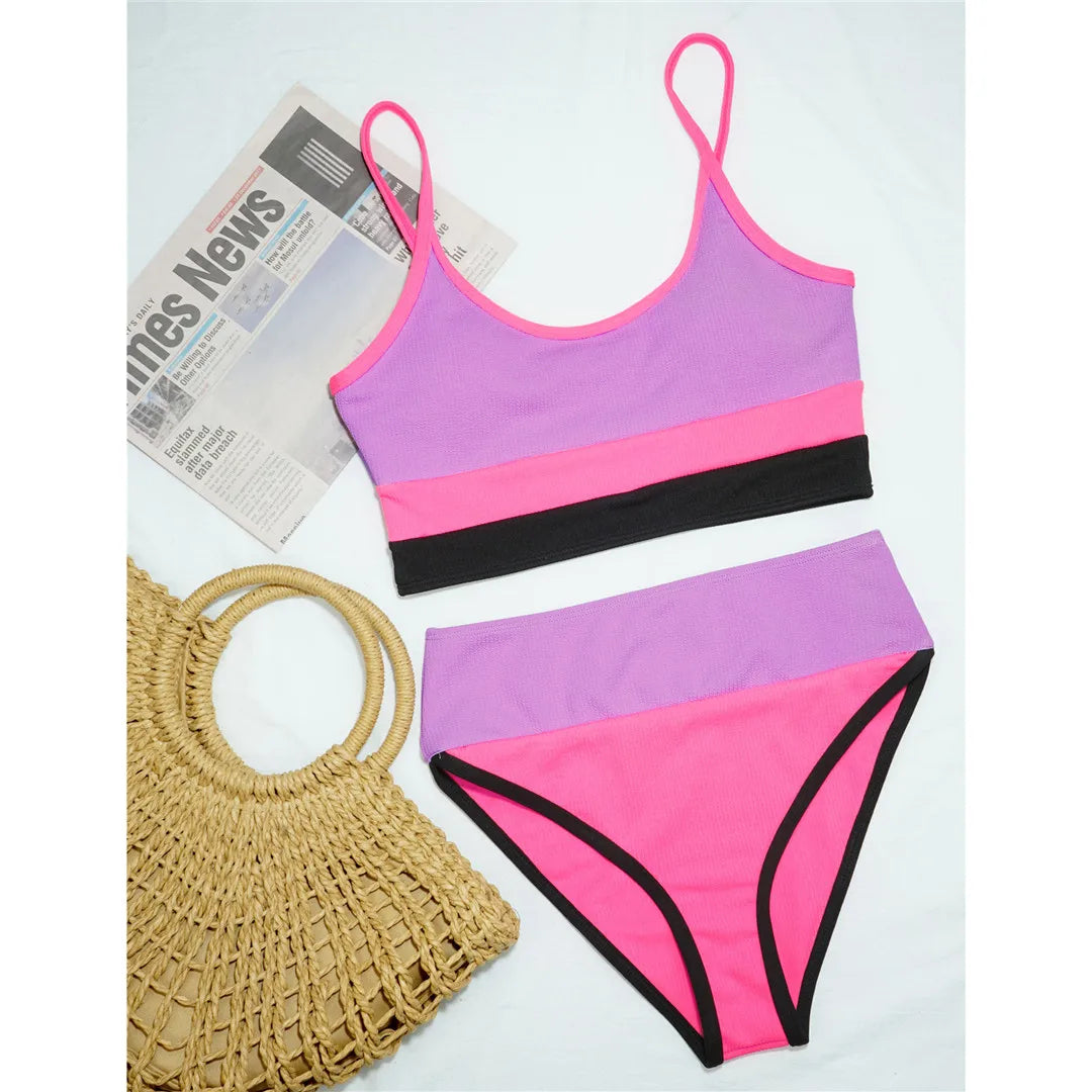 Seaside Serenity Colorblock Bikini  Sunset and Swim   