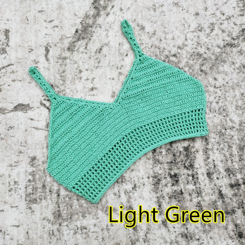 Bohemian Crochet Bikini Top  Sunset and Swim Light Green S 