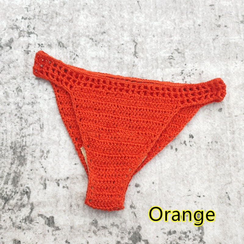 Boho Handmade Crochet Bikini Bottoms Sunset and Swim Orange S 