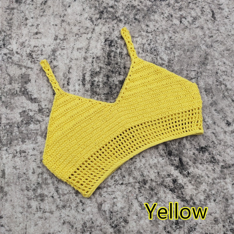 Bohemian Crochet Bikini Top  Sunset and Swim Yellow S 
