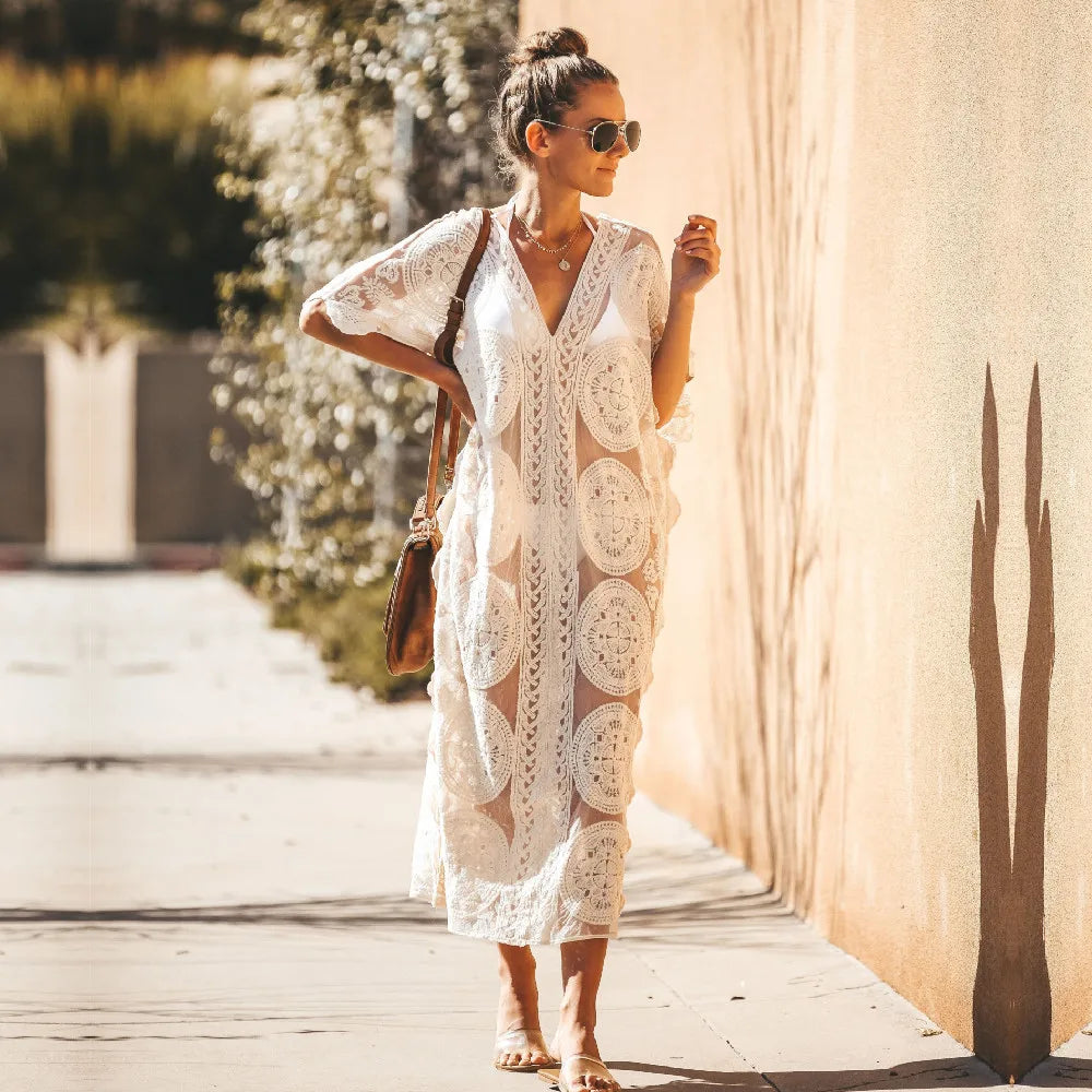 Savannah Lace Kaftan Beach Cover Up Sunset and Swim