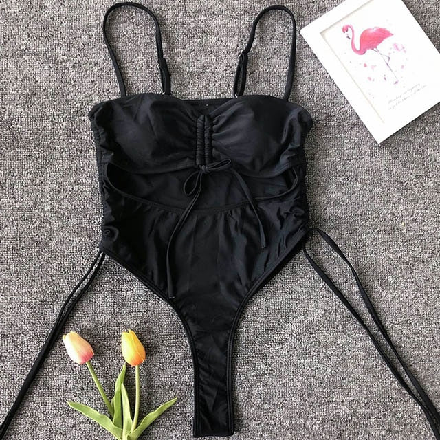 Tassel Dreams Underboob High Cut Out Swimsuit  Sunset and Swim Black 3 S 