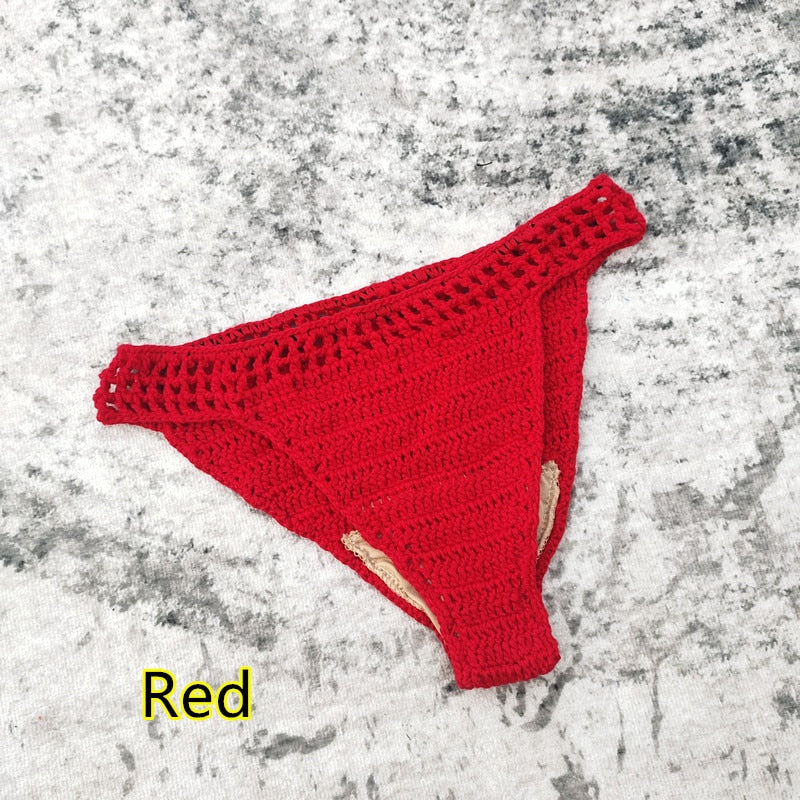 Boho Handmade Crochet Bikini Bottoms  Sunset and Swim Red S 