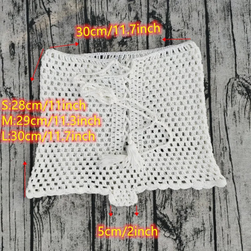 Seaside Whispers Boho Crochet Shorts Sunset and Swim   