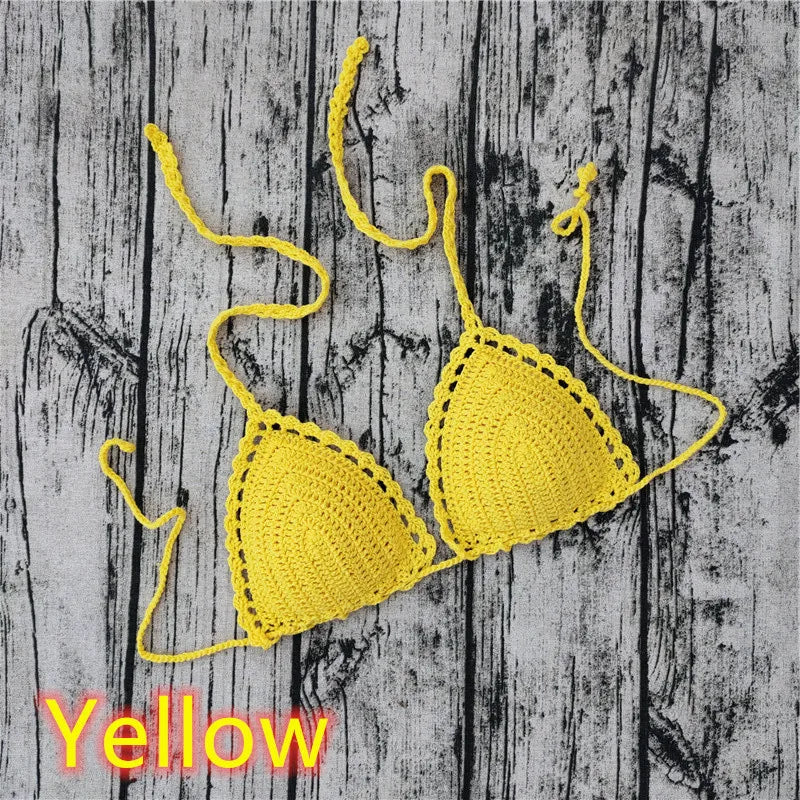 Ocean Breeze Triangle Crochet Bikini Top Sunset and Swim Yellow 1 S