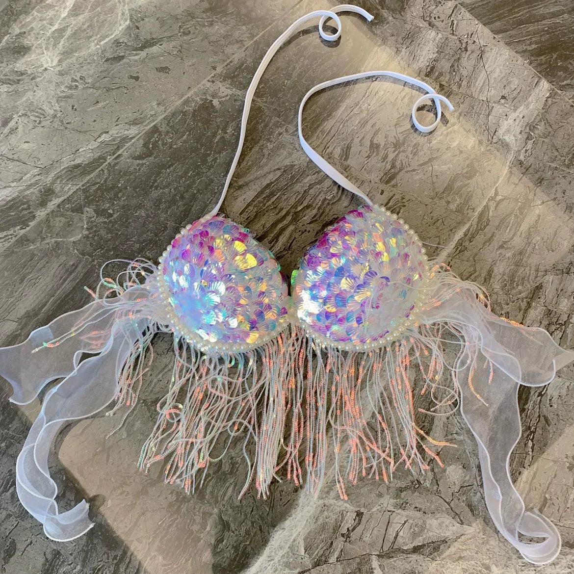 Sea Siren Pearl Sparkle Mermaid Bikini  Sunset and Swim Tassel 185/96A 