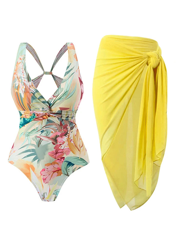 Tropical Oasis Full Coverage One-Piece Swimsuit Sunset and Swim   