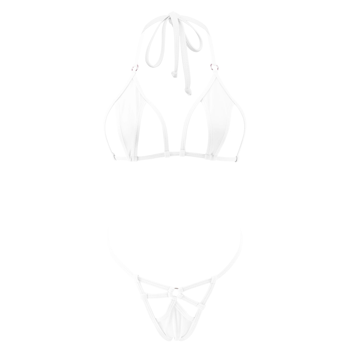 Strapped Sensation Extreme Micro Cut Out Thong Bikini Sunset and Swim White One Size 