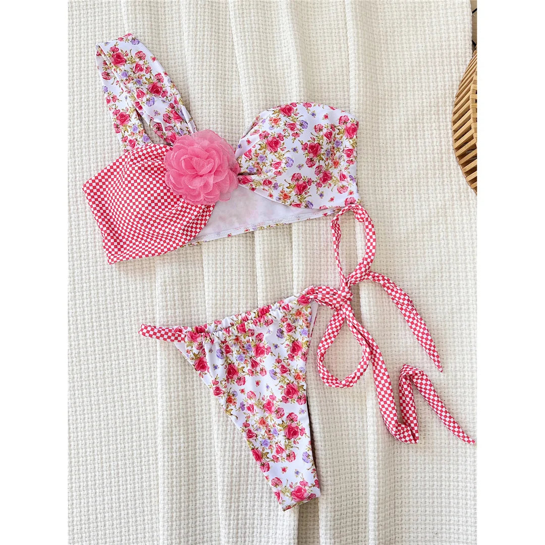 Pink Blossom Charm Floral Bikini Sunset and Swim   