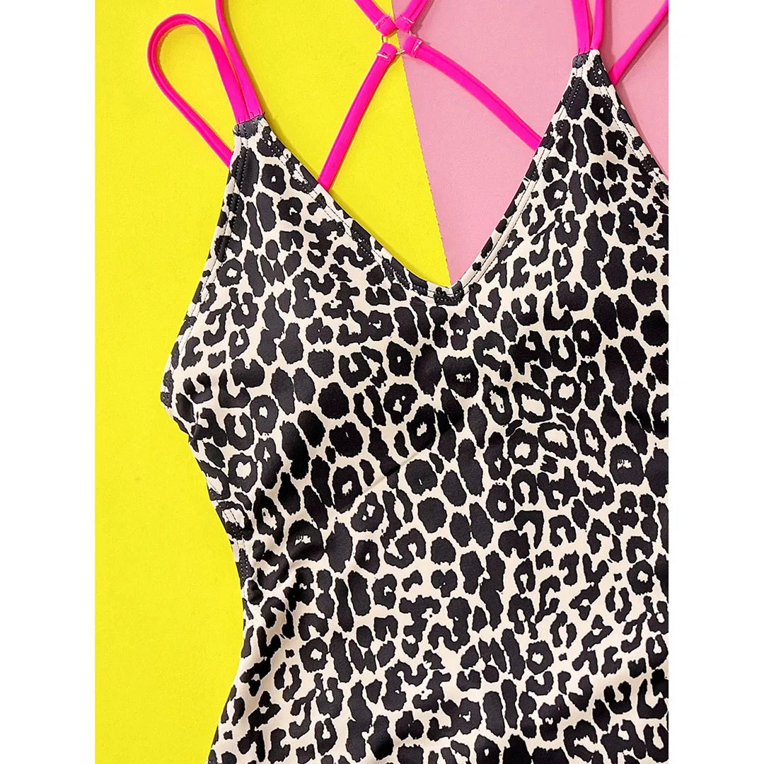 Stunning Leopard Open Back One Piece Swimsuit  Sunset and Swim   