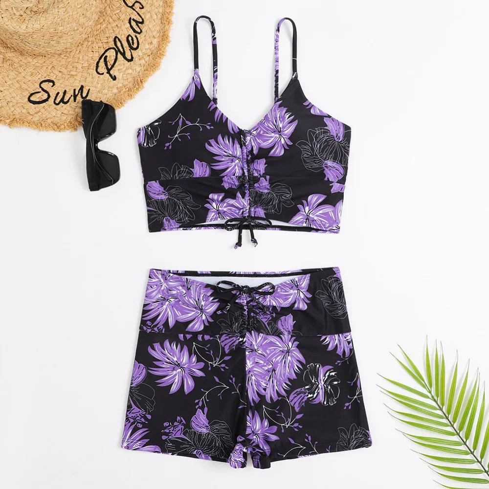 Ocean Breeze High Waist Bikini Set  Sunset and Swim Black/Purple S 