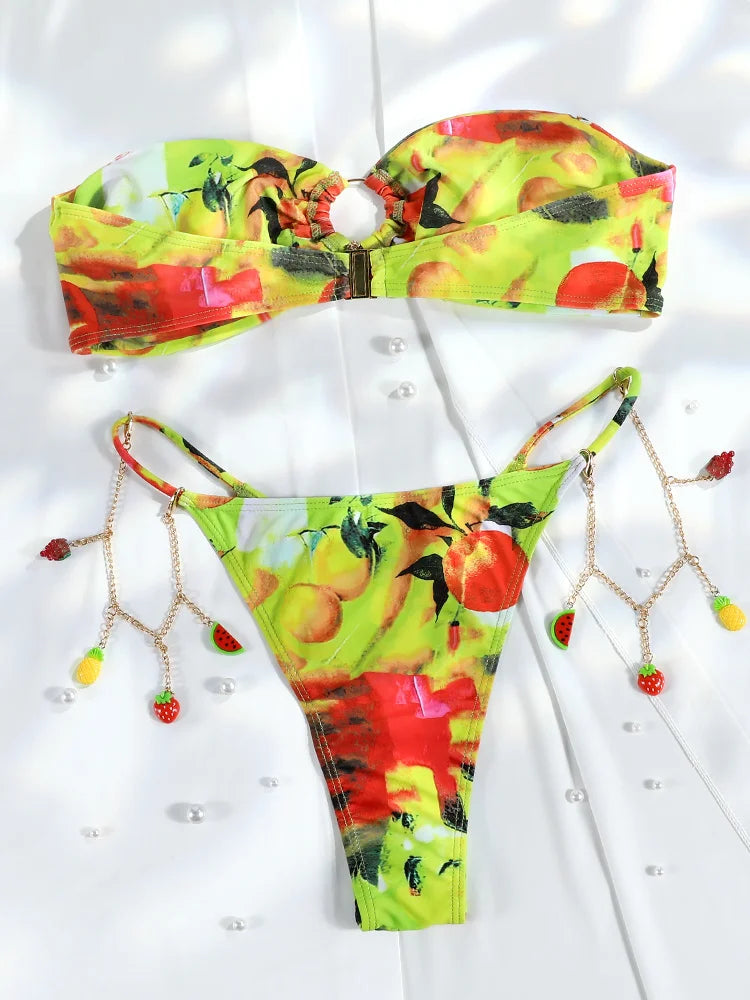 Fruit Paradise Bandeau Bikini Sunset and Swim   