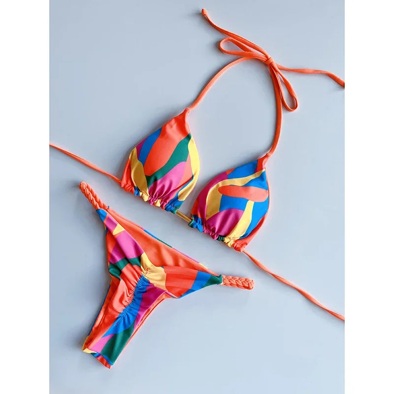 Tropical Dream String Bikini Sunset and Swim Orange 2 S 