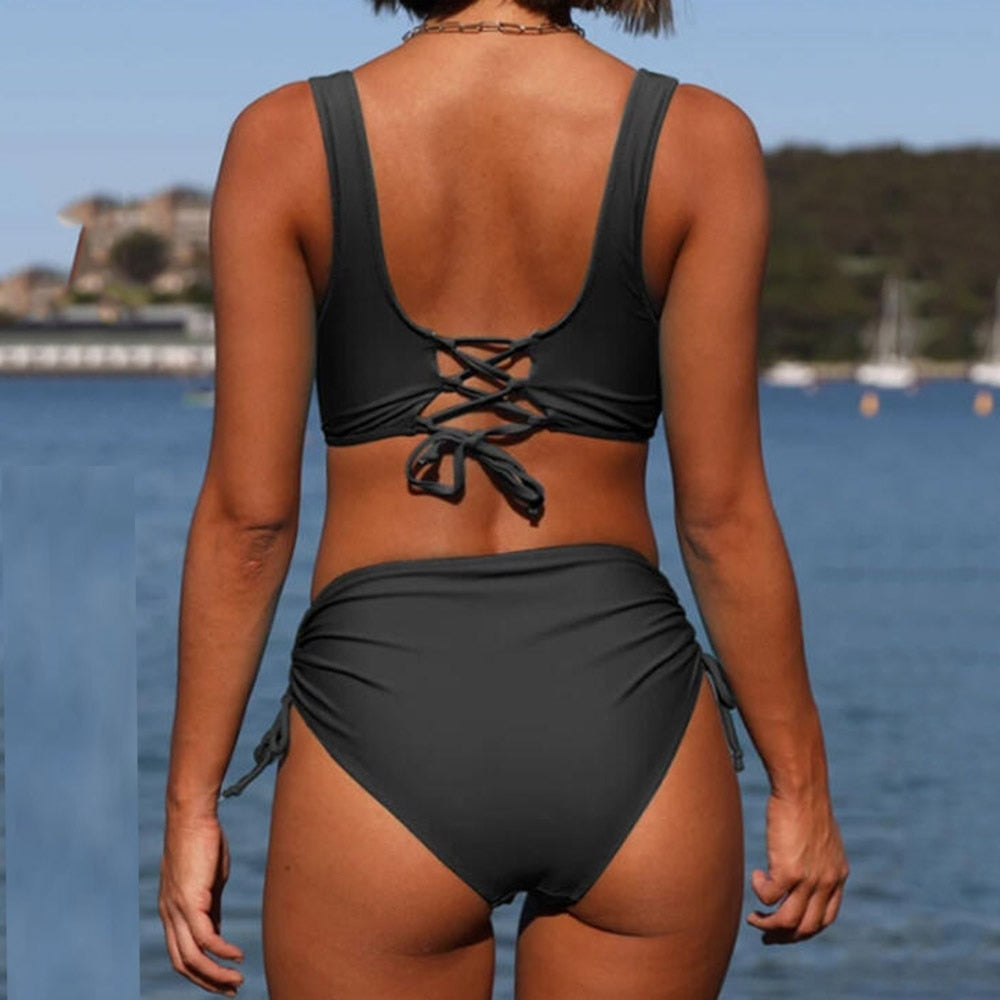 Women Swimwear Front Over Swimsuits Hollow Bathing Suits Monokinis 1  (h-Black, XXL)