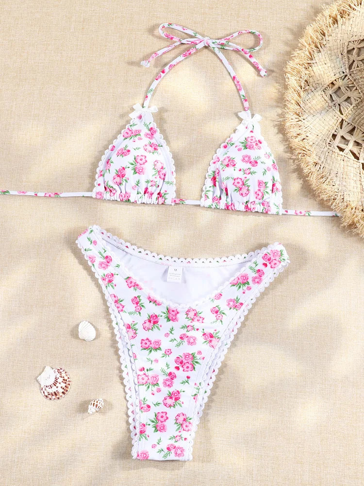 Blossom Delight Floral Bow Bikini Set Sunset and Swim   